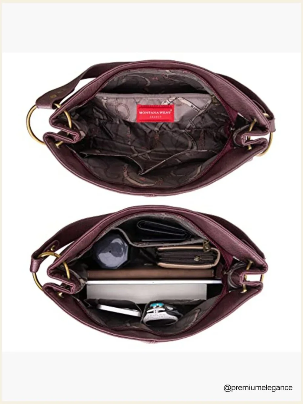Hobo Bag with Back Pocket Shoulder Handbag Zipper Closure Large Capacity Vegan - Picture 6 of 7